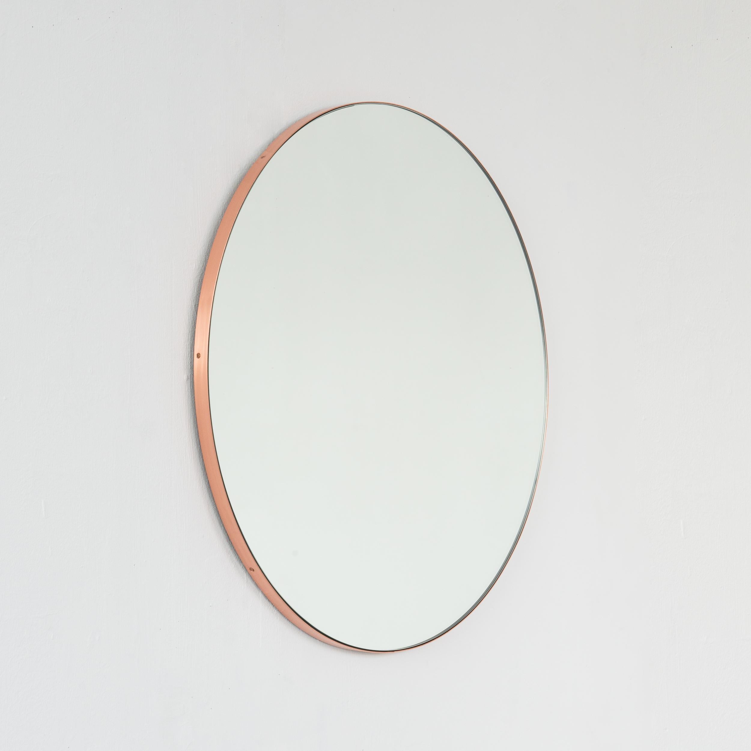 Orbis Round Modern Mirror with Copper Frame, Small In New Condition In London, GB