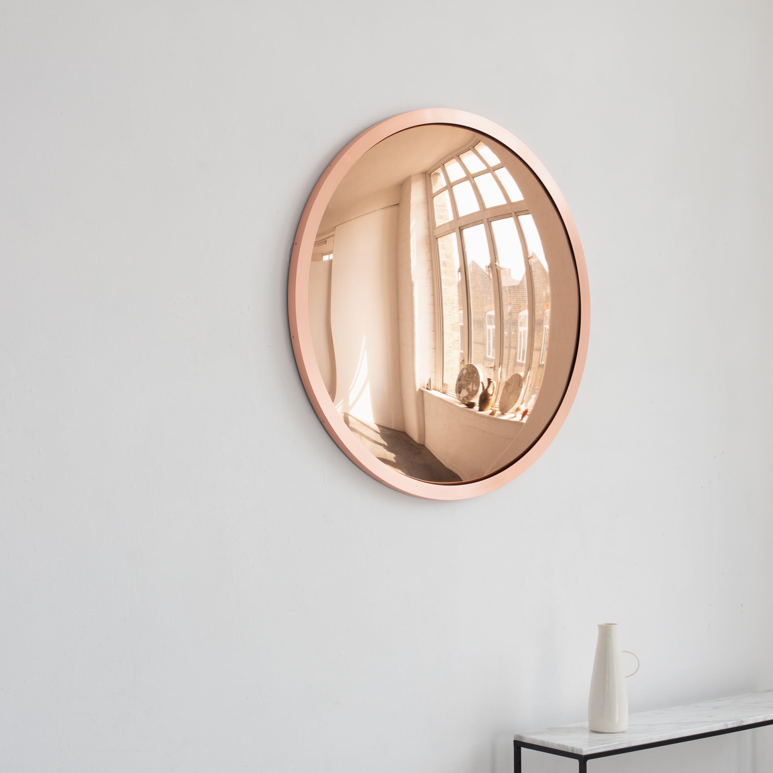 Vorrätig Orbis Runder Rose Gold getönter Deco Mirror, konvexer Spiegel, Kupferrahmen im Zustand „Neu“ im Angebot in London, GB