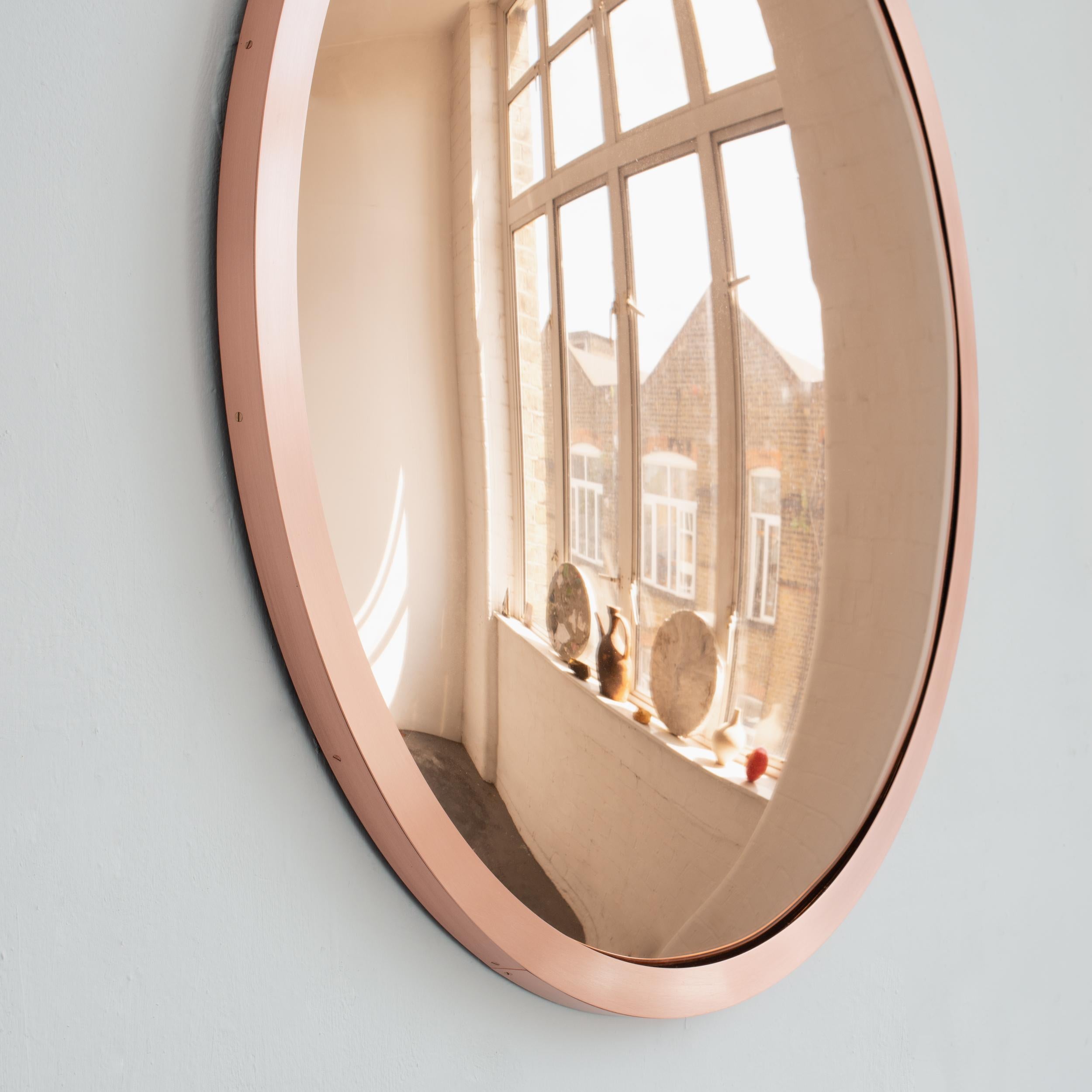 Vorrätig Orbis Runder Rose Gold getönter Deco Mirror, konvexer Spiegel, Kupferrahmen (Organische Moderne) im Angebot