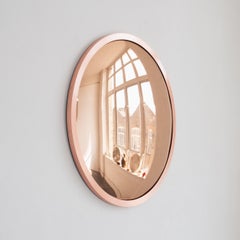 Orbis Round Rose Gold Tinted Handcrafted Convex Mirror, Copper Frame, Large
