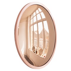 Vorrätig Orbis Runder Rose Gold getönter Deco Mirror, konvexer Spiegel, Kupferrahmen