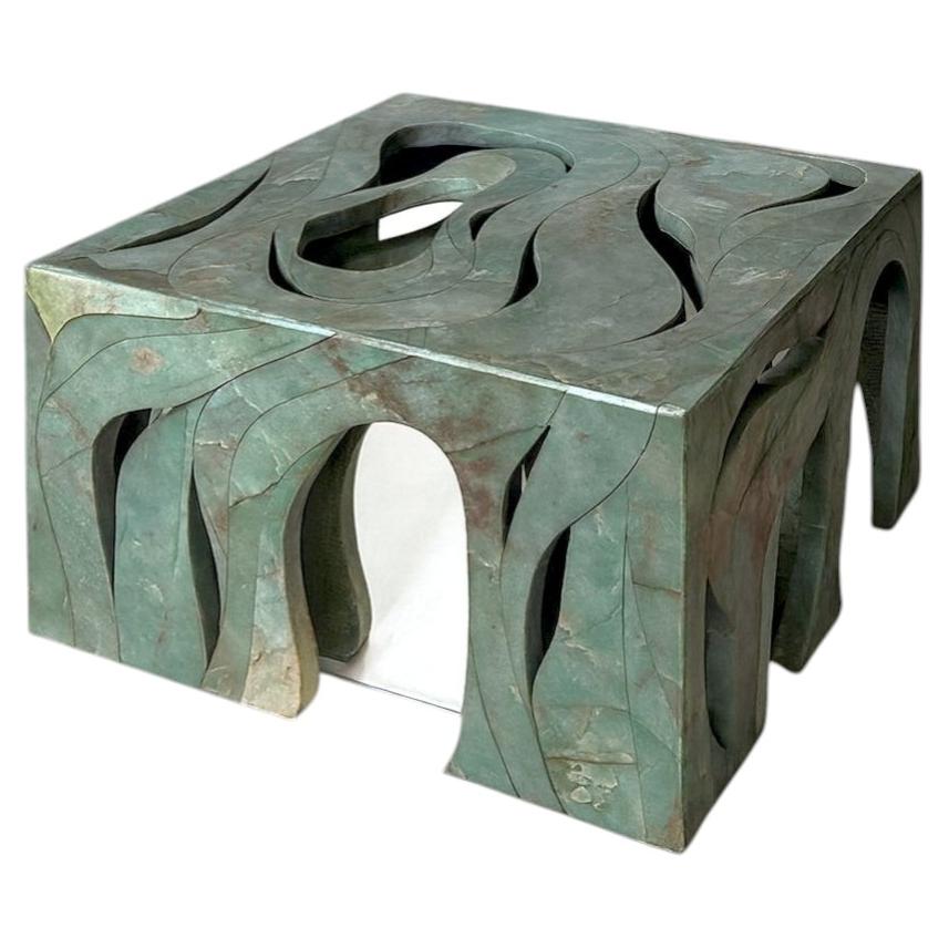 Orbis Side Table in Marble with Mirror Core by Homa