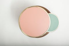 OrBis, Side Table with Colored Round Tops and Brass or Copper Rings