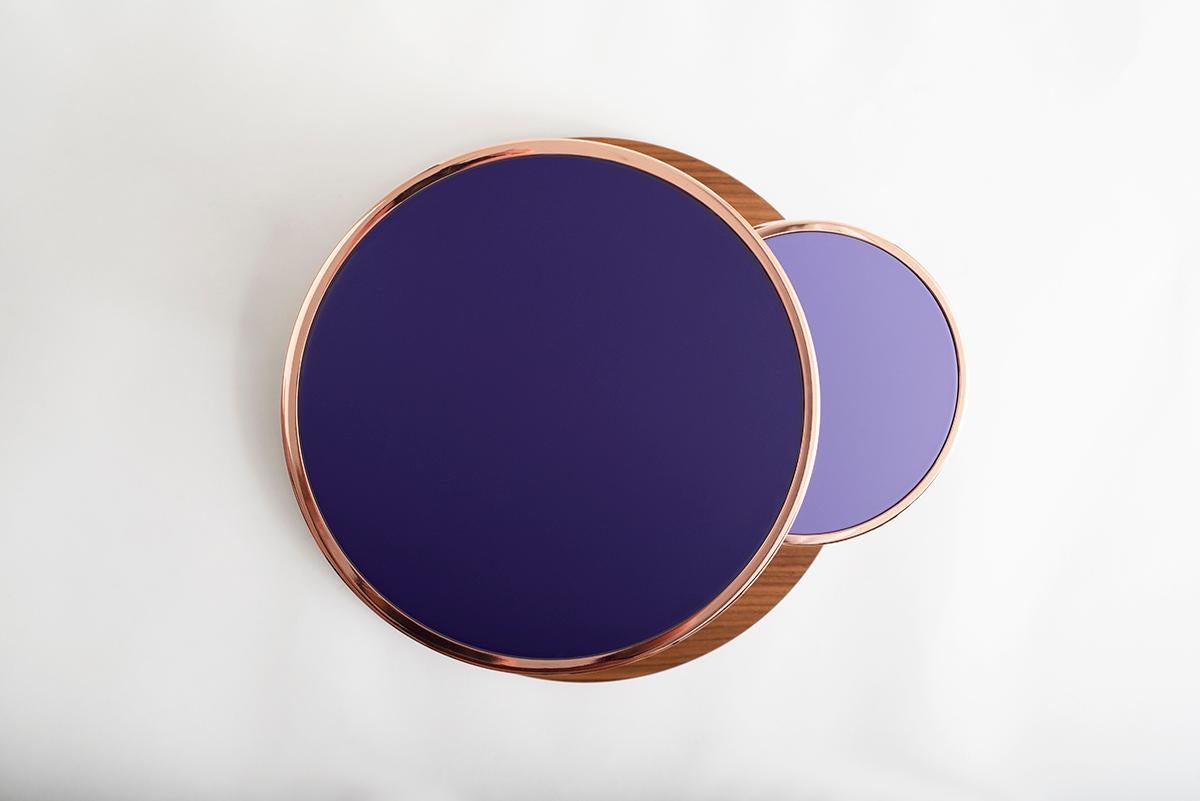 OrBis, Side Table with Colored Round Tops and Brass or Copper Rings (Moderne) im Angebot