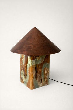 Orbis Table Lamp in Marble with Brass Lighting Fixture by Homa