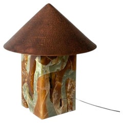 Orbis Table Lamp in Marble with Brass Lighting Fixture by Homa