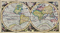 carte du monde coloriée à la main "Orbis Terrarum Typus" de Cluver:: 17ème siècle:: CA comme une île