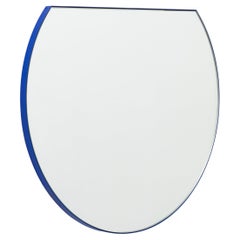 Orbis Trecus Cropped Circular Modern Mirror with Blue Frame, Customisable, XL