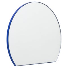 Orbis Trecus Cropped Round Modern Mirror with Blue Frame,Customisable,Large