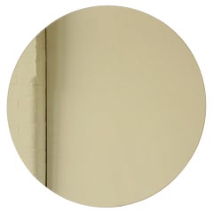 Orbis Gold Tinted Round Frameless Minimalist Mirror, Small