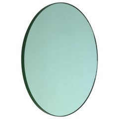 Orbis Green Tinted Customisable Round Mirror with Green Frame, Oversized