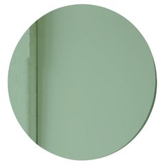 Orbis Green Tinted Round Frameless Contemporary Bespoke Mirror, Large