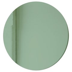 Orbis Green Tinted Round Frameless Customisable Modern Mirror, Oversized