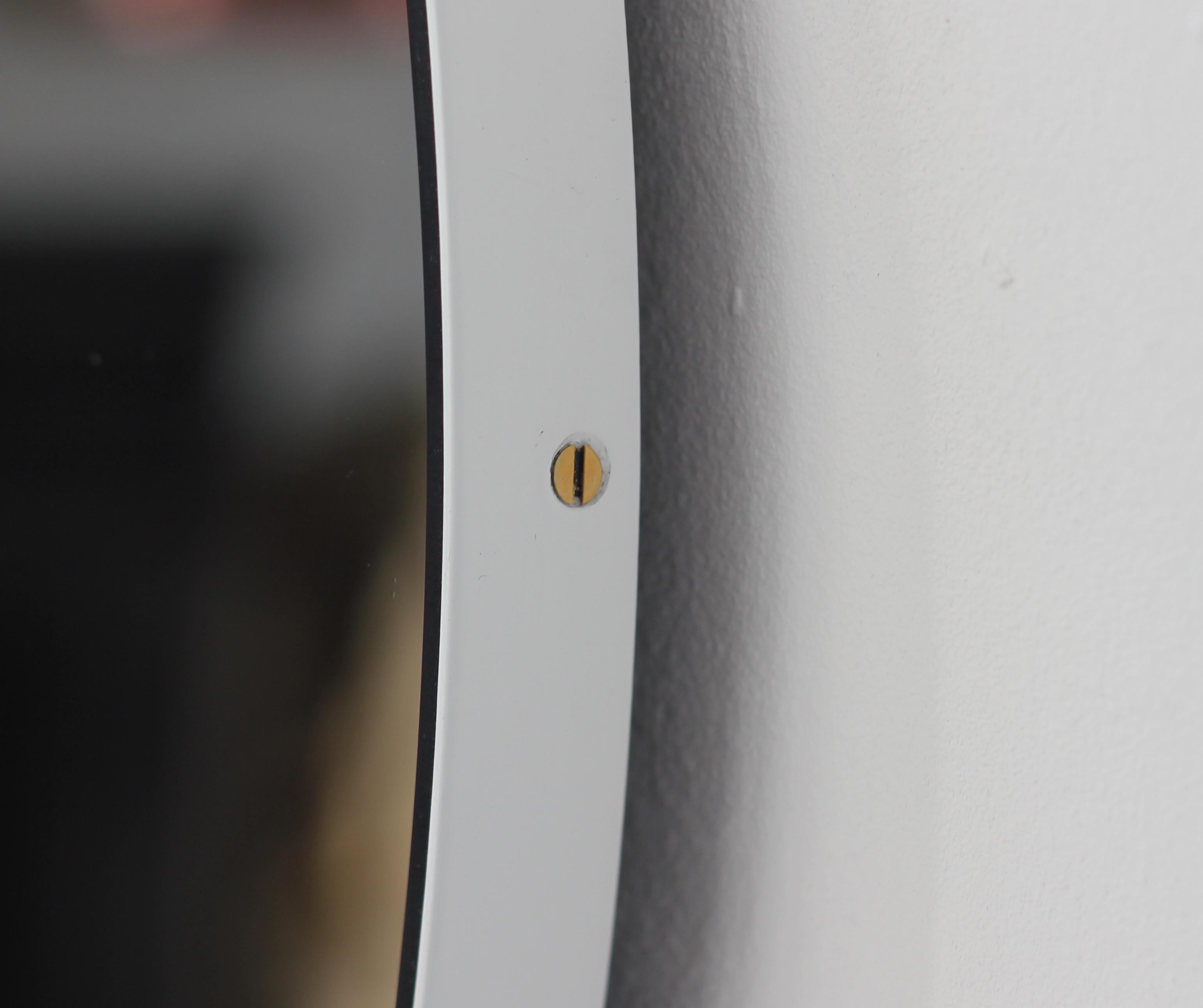 Orbis Black Tinted Circular Minimalist Mirror with White Frame - Small 1