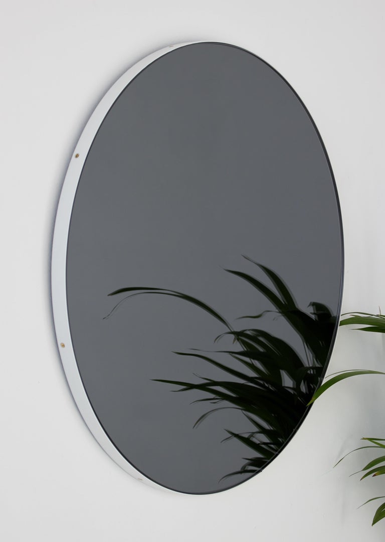 Minimalist Black Colour Tinted Orbis™ Circular Shaped Mirror, White