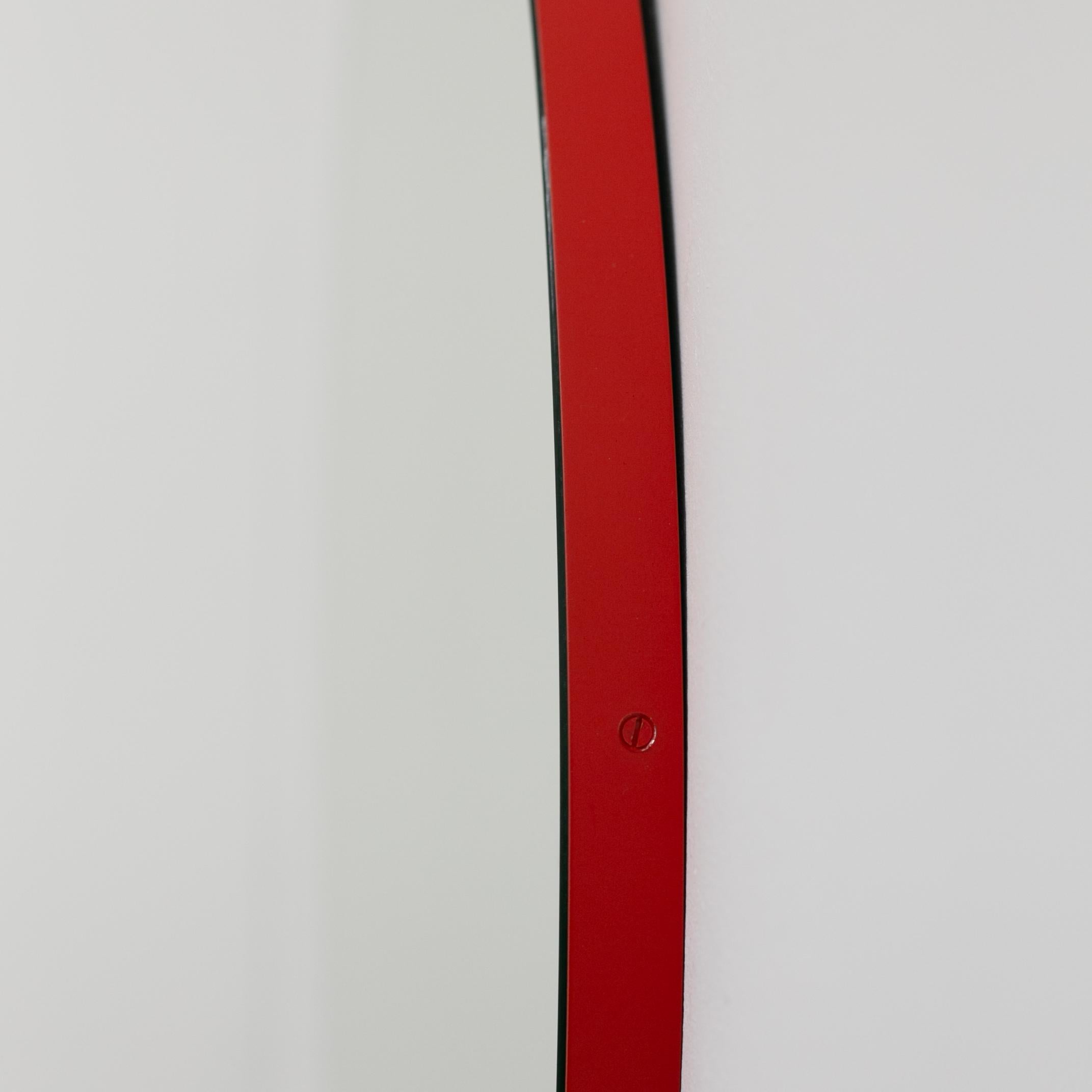 British Orbis Round Contemporary Mirror with Red Frame, Regular For Sale