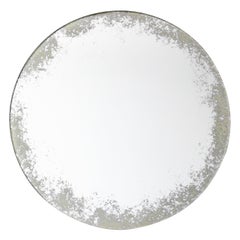 Orbis Round Mirror Silver with Ivory Antiqued Finish