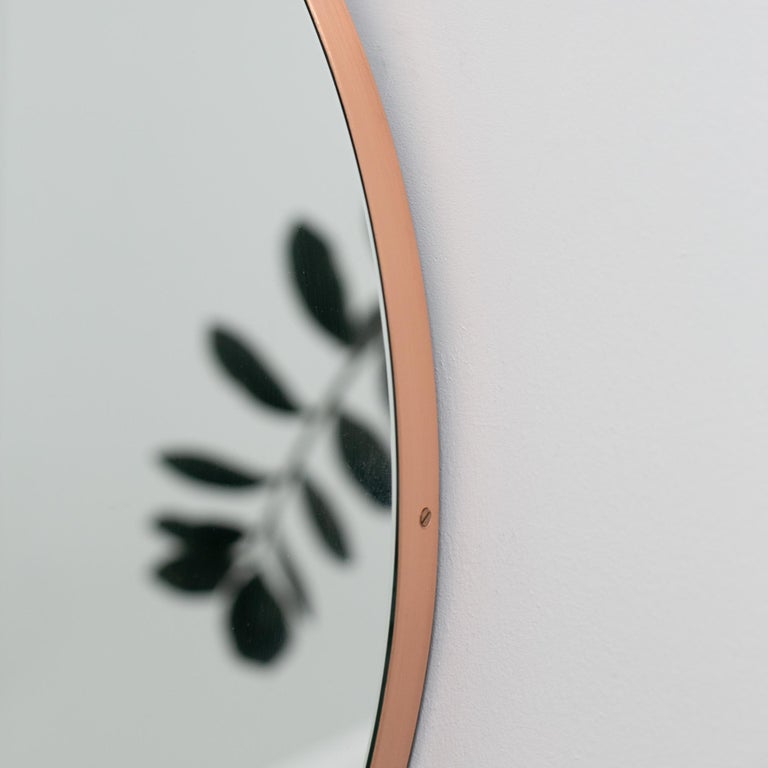 Orbis Round Customisable Contemporary Mirror with Copper Frame - Regular In New Condition For Sale In London, GB