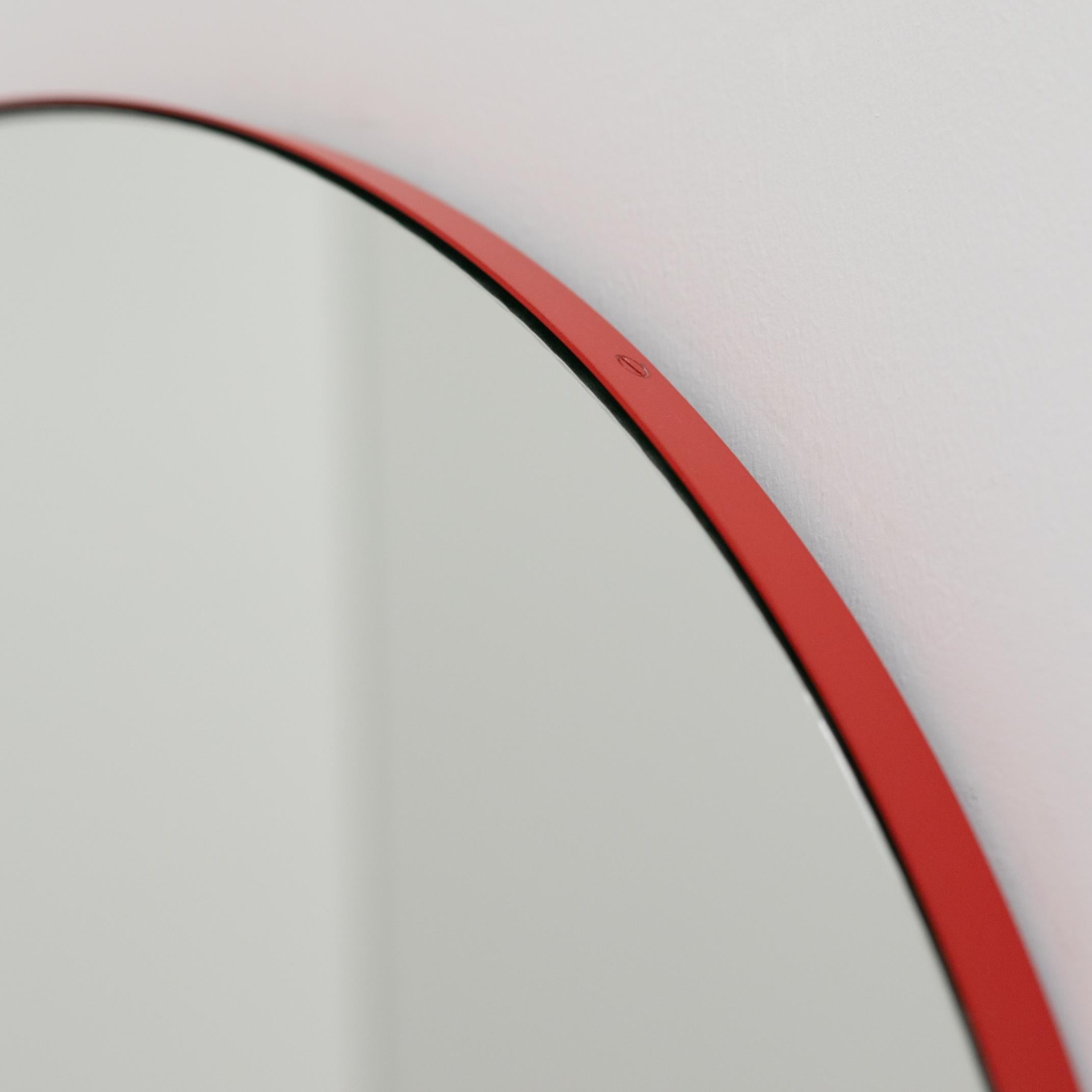 Orbis Round Modern Mirror with Handcrafted Red Frame, XL In New Condition For Sale In London, GB