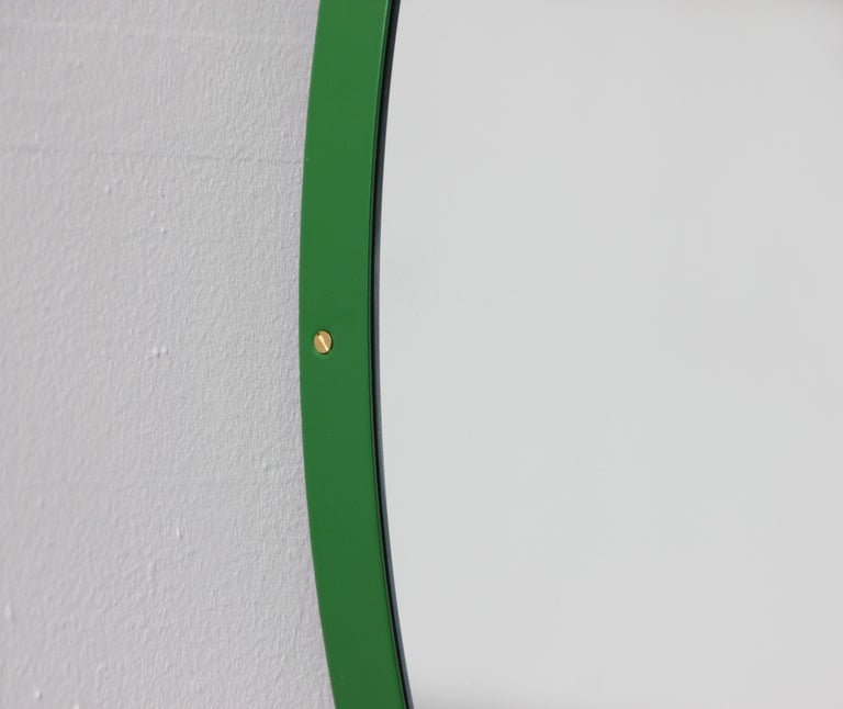 Orbis Round Modern Minimalist Mirror with Green Frame, Customisable