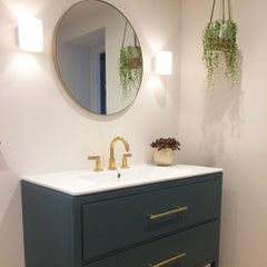 Orbis Espejo redondo Art Deco hecho a mano con marco de latón, XL