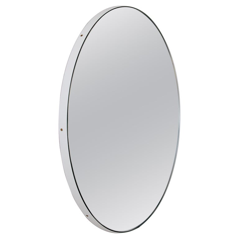 Orbis Round Modern Customisable Mirror With White Frame Oversized For At 1stdibs Orbis Round Modern Customisable Mirror, Extra Large Round White Wall Mirror 120cm X 6