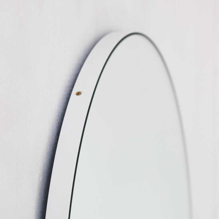 Orbis Round Silver Tinted Mirror With White Frame Large