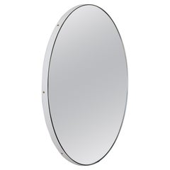 Orbis Round Silver Tinted Mirror with White Frame, Large