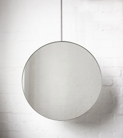 Round Orbis Ceiling Suspended Mirror with Handcrafted Stainless Steel Frame