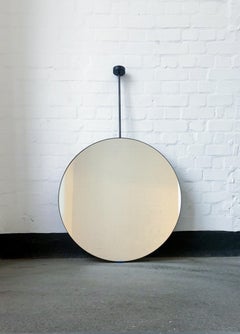 Orbis Ceiling Suspended Round Mirror with Blackened Stainless Steel Frame