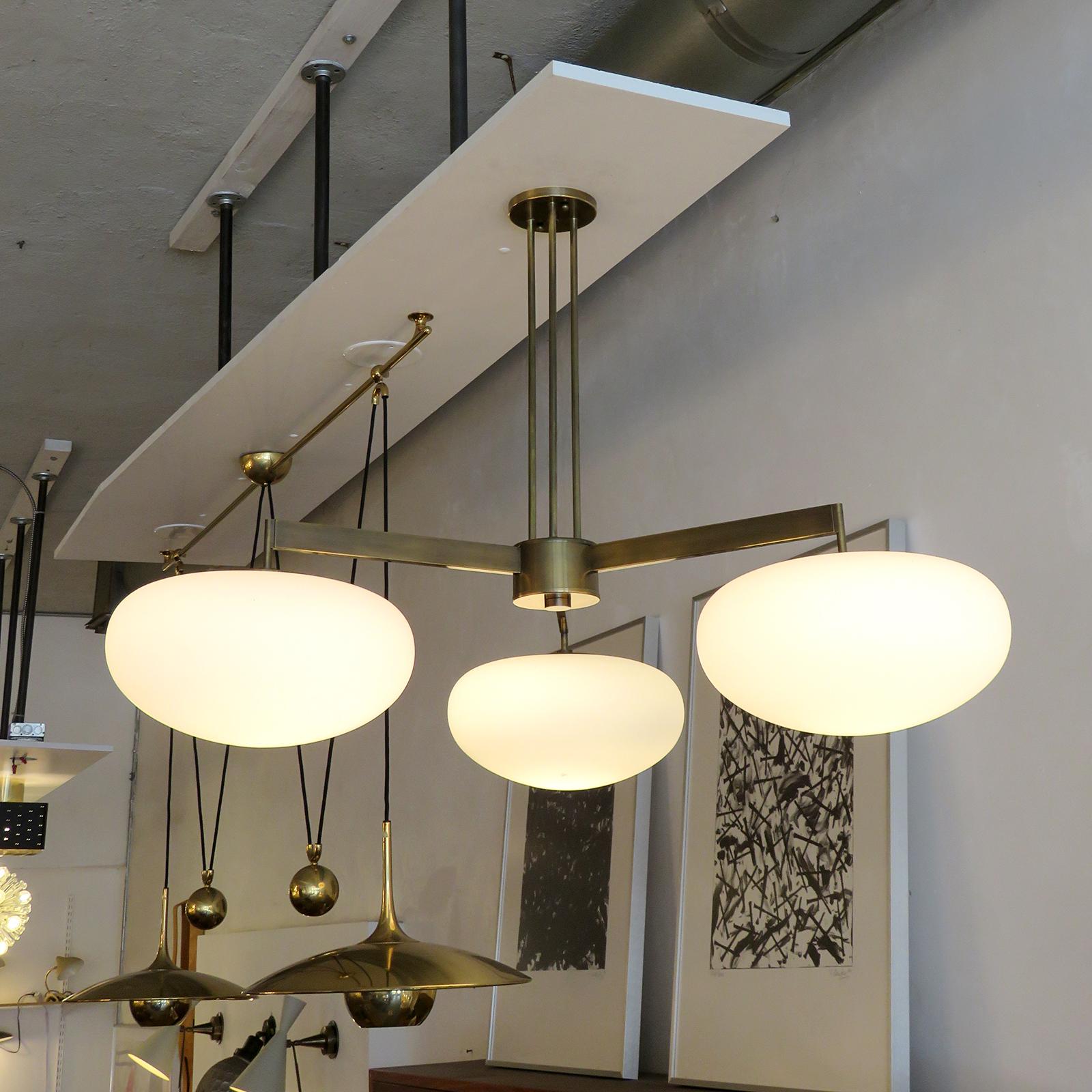 Brass Orbit-40 Chandelier by Gallery L7 For Sale