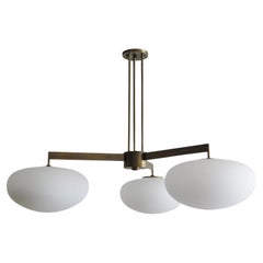 Orbit-40 Chandelier by Gallery L7, in Brass & Opaline Glass