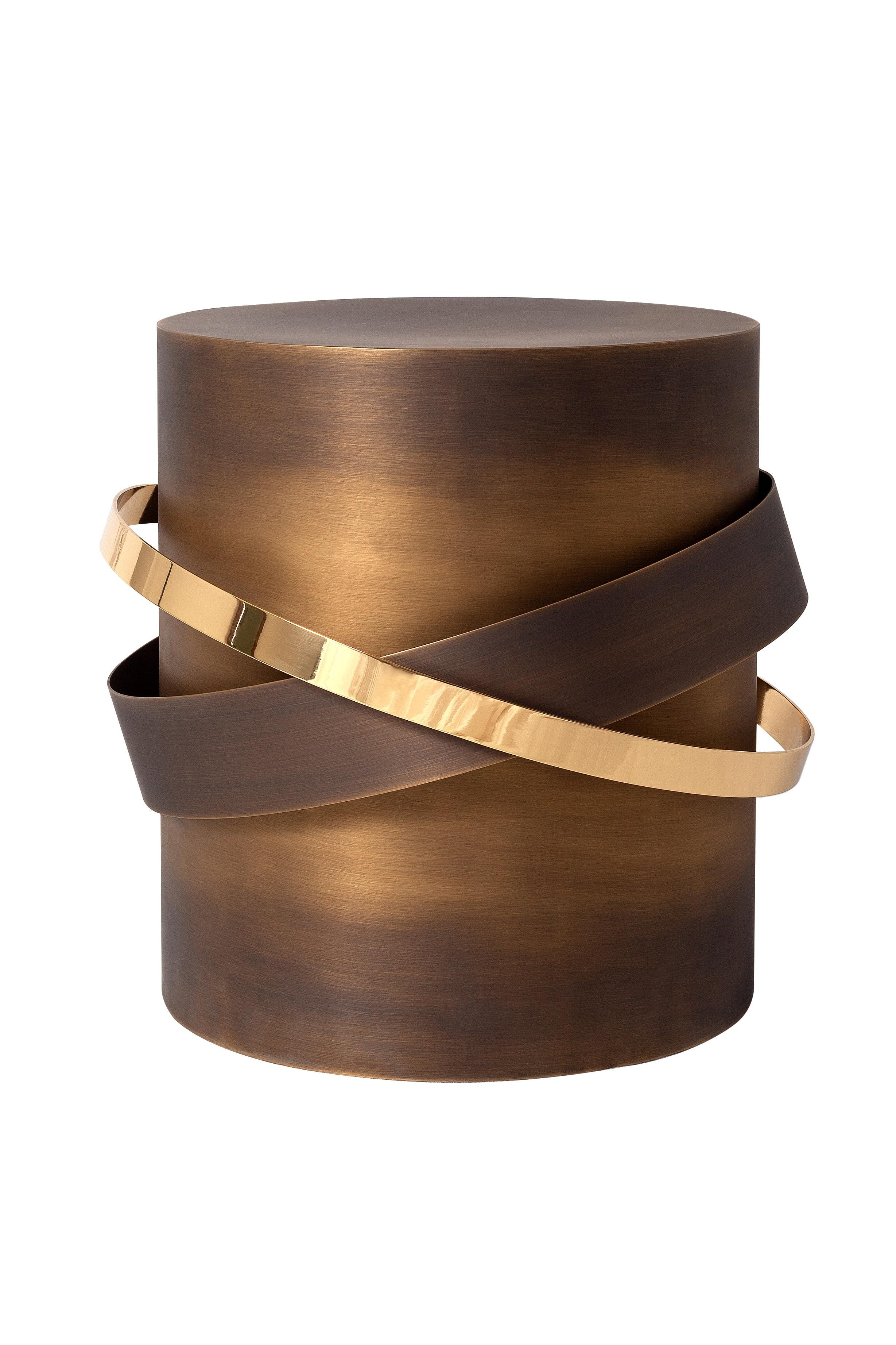 Table d'appoint Orbit en bronze foncé et laiton poli, fabriquée à la main par Duistt Neuf - En vente à Leça da Palmeira, PT