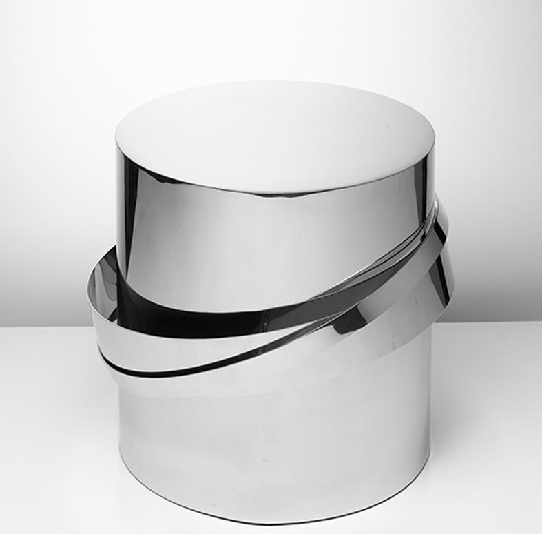 Portuguese Orbit Accent Table, Polished Stainless Steel, Handcrafted in Portugal by Duistt