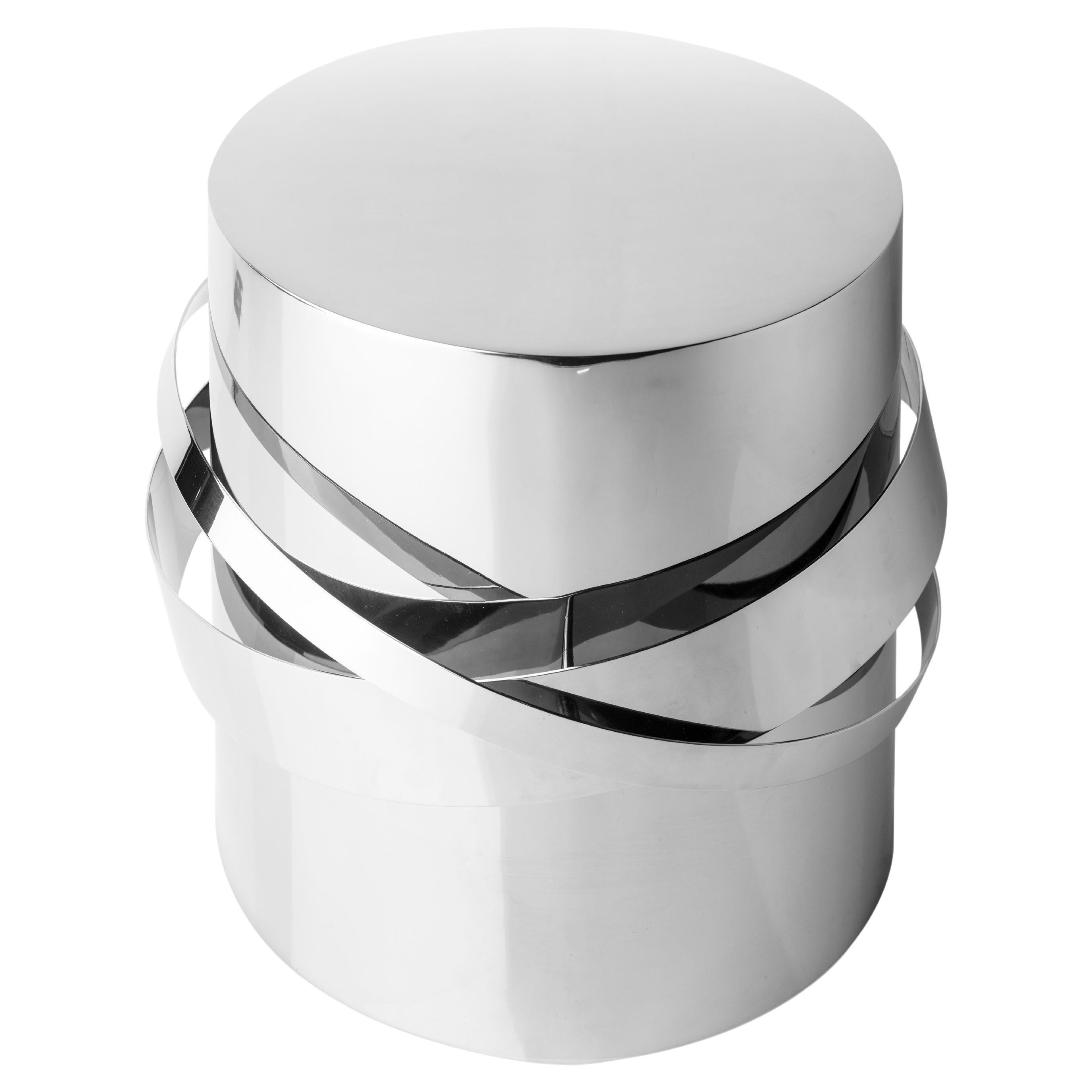 Orbit Accent Table, Polished Stainless Steel, Handcrafted in Portugal by Duistt For Sale