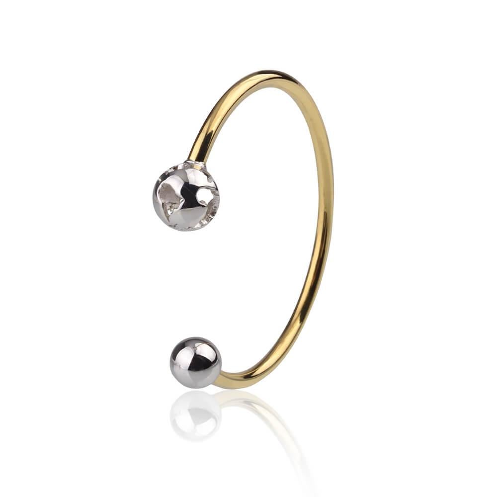 Women's or Men's Double Color Gold and Rhodium Plated Orbit Bangle Bracelet by Cristina Ramella For Sale