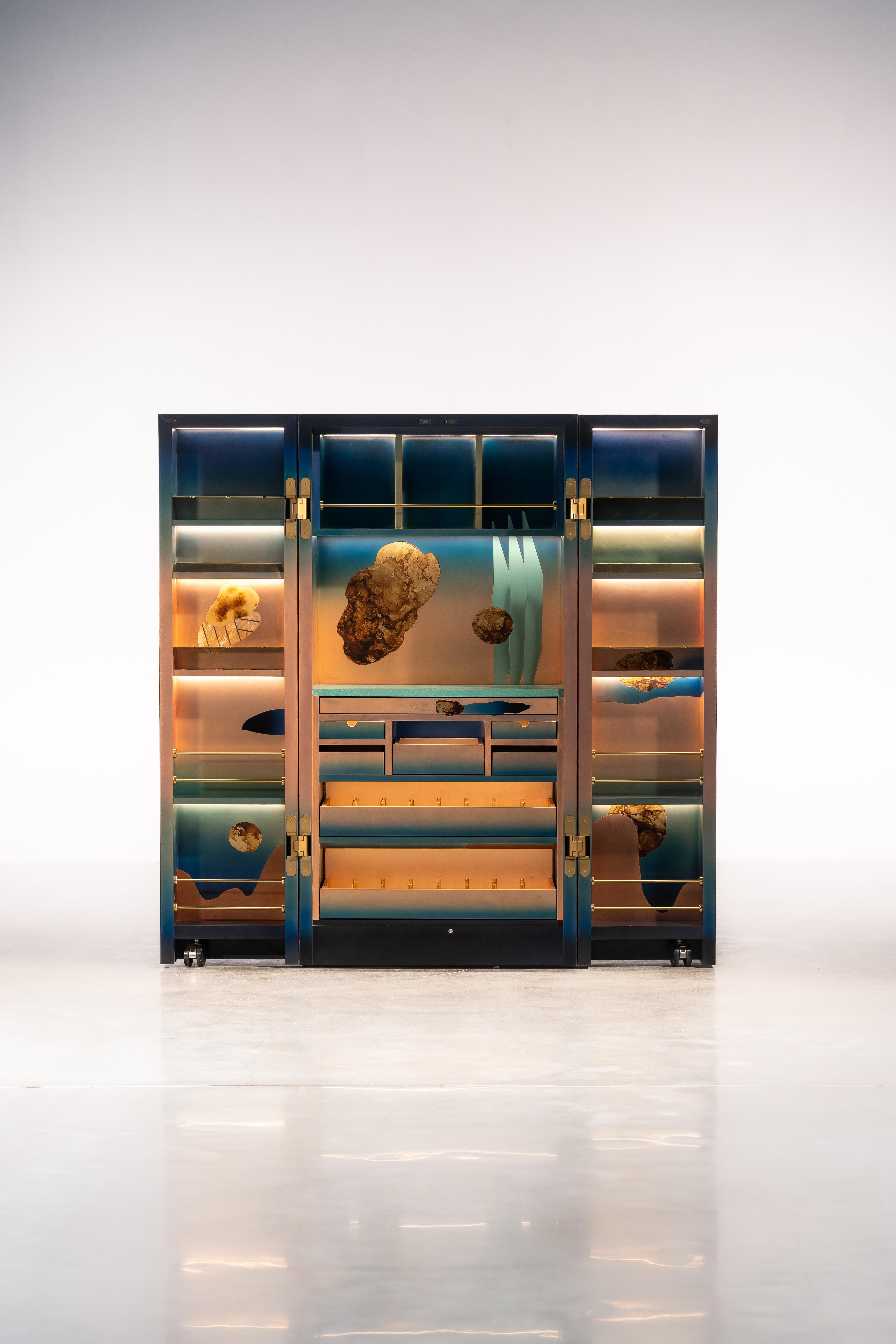 Modern Orbit Bar in Metal For Sale