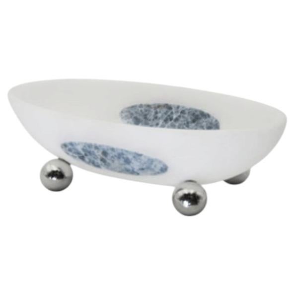 Orbit Bowl Sculptural Centerpiece in Carved White Onyx by Panorammma For Sale