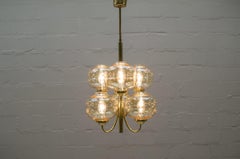 Orbit Ceiling Lamp with Six Amber Glass Shades, 1960s