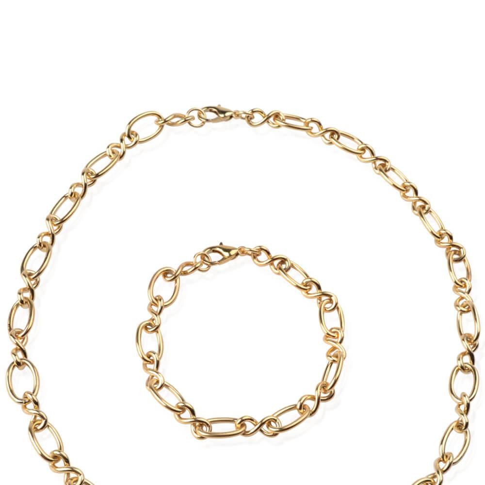 Yellow Gold Plated Orbit Chain Necklace by Cristina Ramella In New Condition For Sale In Newark, DE