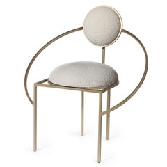 Orbit Chair, Brushed Brass and Cream Boucle Wool Fabric, by Lara Bohinc
