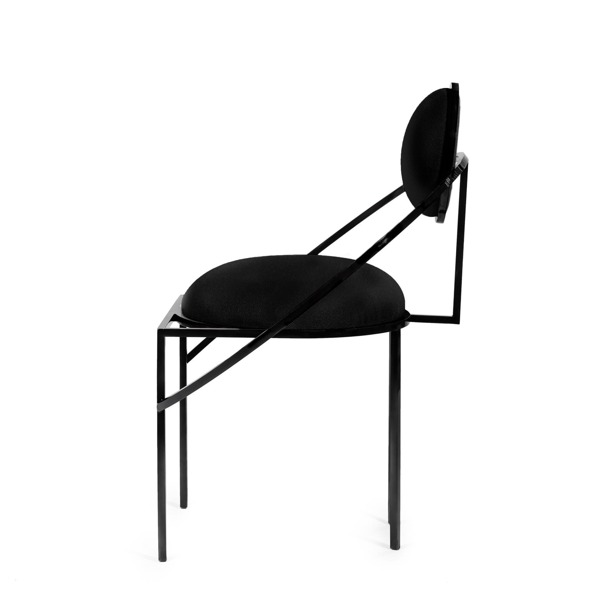 Orbit-Stuhl aus schwarzem Stoff und schwarzem Stahl, Lara Bohinc (Moderne) im Angebot
