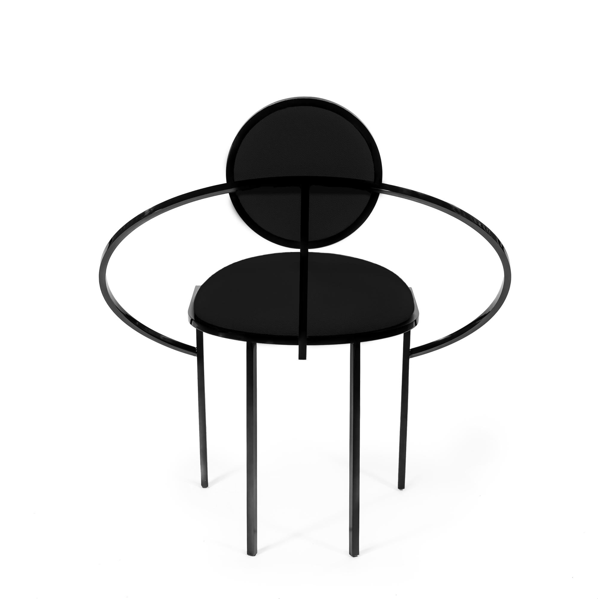 Modern Orbit Chair in Black Fabric and Black Steel, by Lara Bohinc For Sale