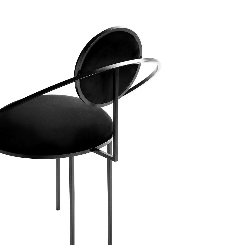 Metalwork Orbit Chair in Black Fabric and Black Steel, by Lara Bohinc For Sale