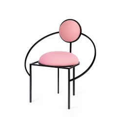 Orbit Chair in Pink Wool Fabric and Black Steel, by Lara Bohinc