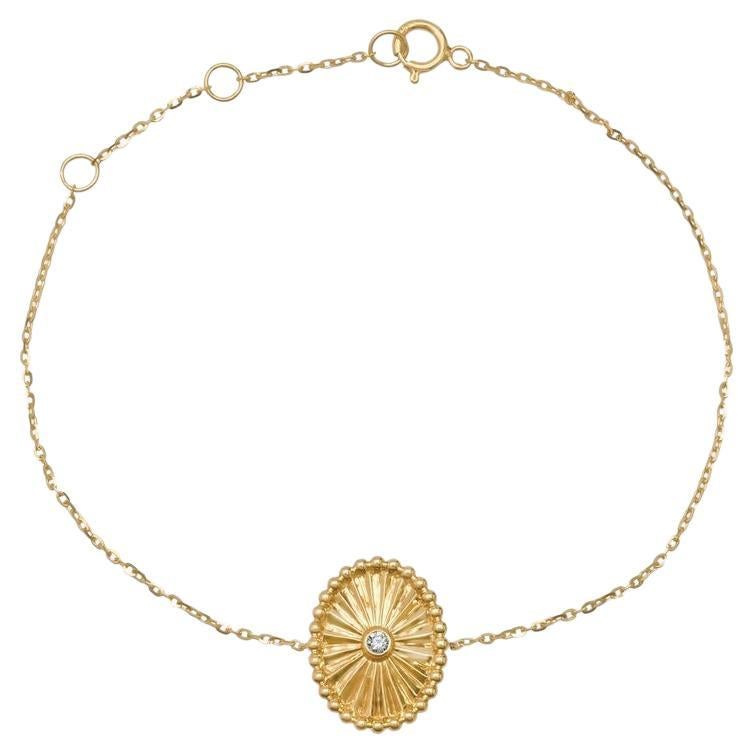 Orbit Diamond 14K (or 18k upon request) Yellow Gold Bangle Bracelet For Sale