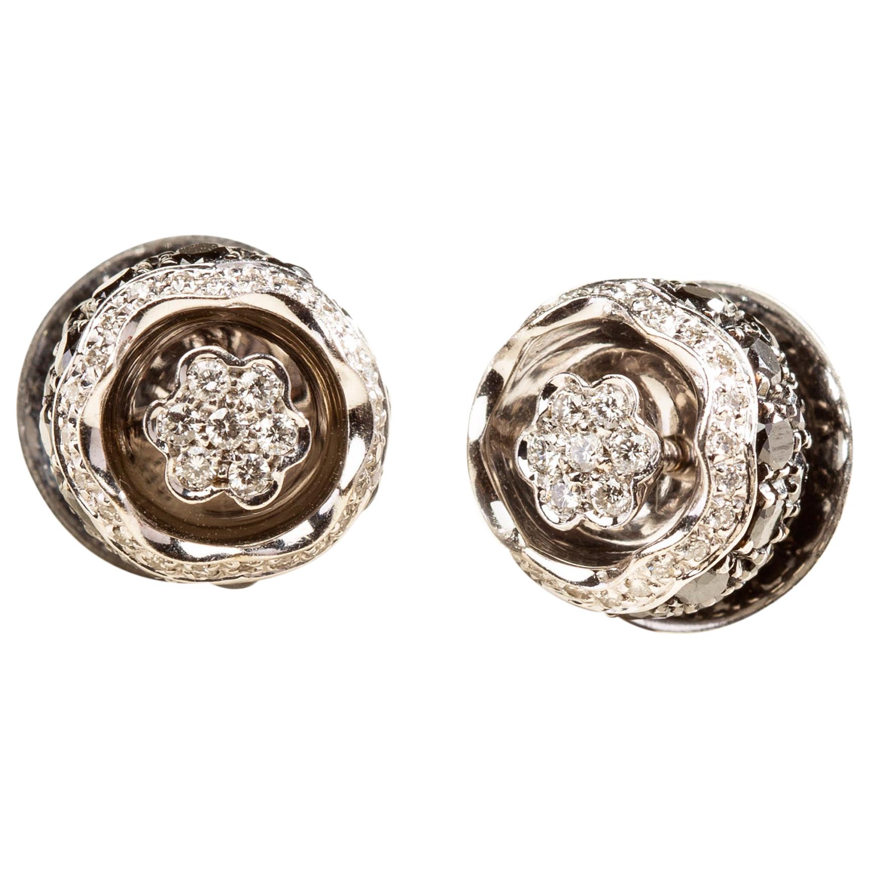 Orbit Diamond Earrings in 18 Karat Gold For Sale