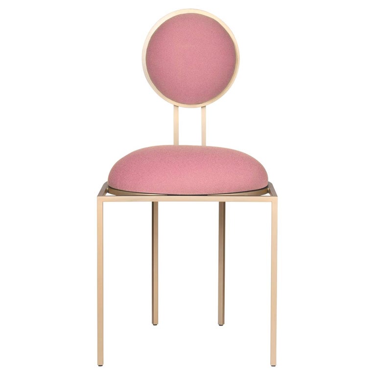 Orbit Dining Chair in Pink Fabric, Brass Coated Steel, by Lara Bohinc For Sale at 1stdibs
