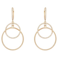 Orbit Duo 14K (18k request) Yellow Gold Textured Diamond Circle Drop Earrings