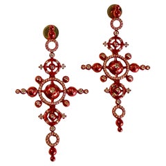 Orbit Earrings in Red Nanoceramic-Coated 18 Karat Gold with Diamonds